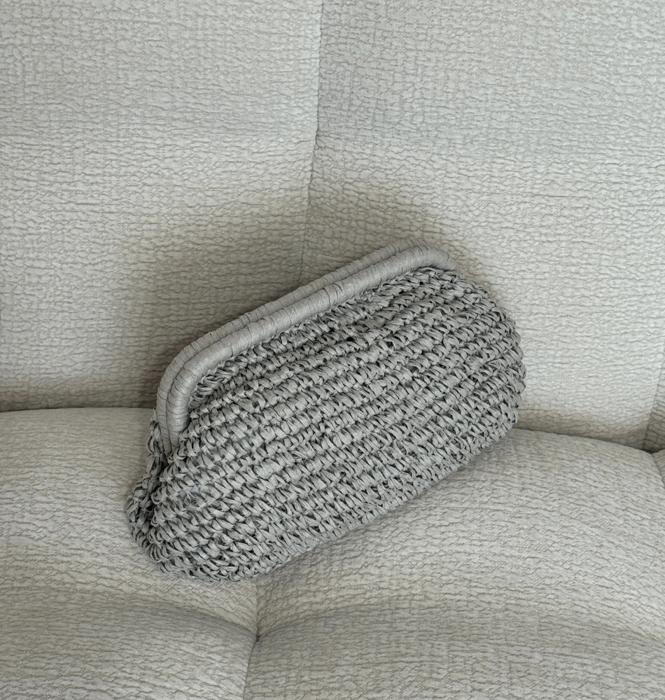 Pochette Tressée Bohème – Gris