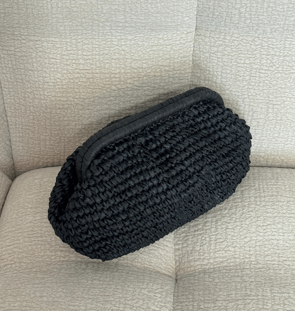 Pochette Tressée Bohème – Noir