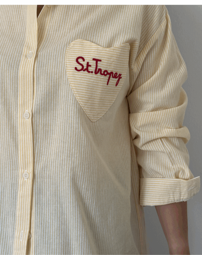 Chemise Saint-Tropez – Coton rayé jaune pâle