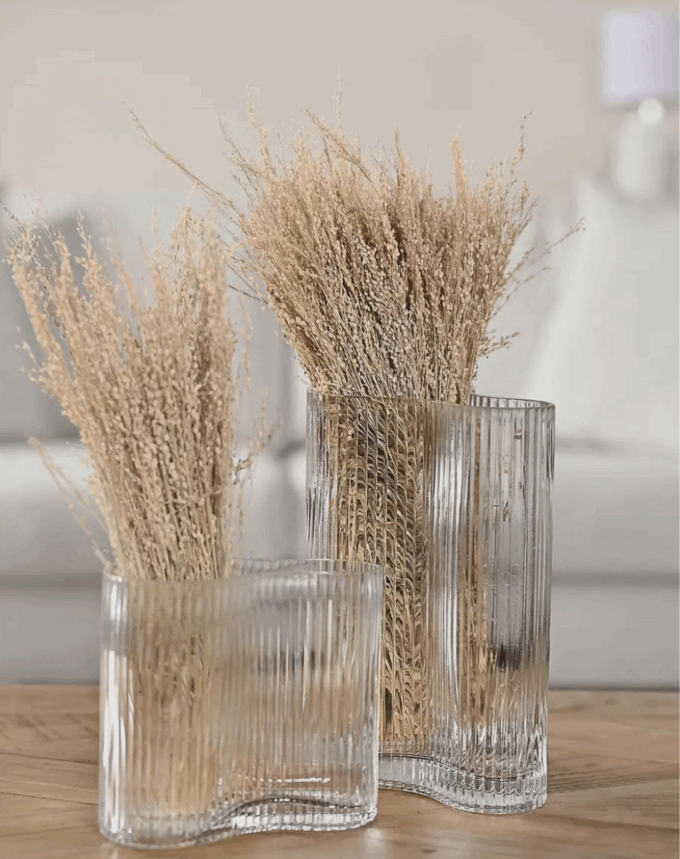 Vase en Verre Côtelé Transparent 