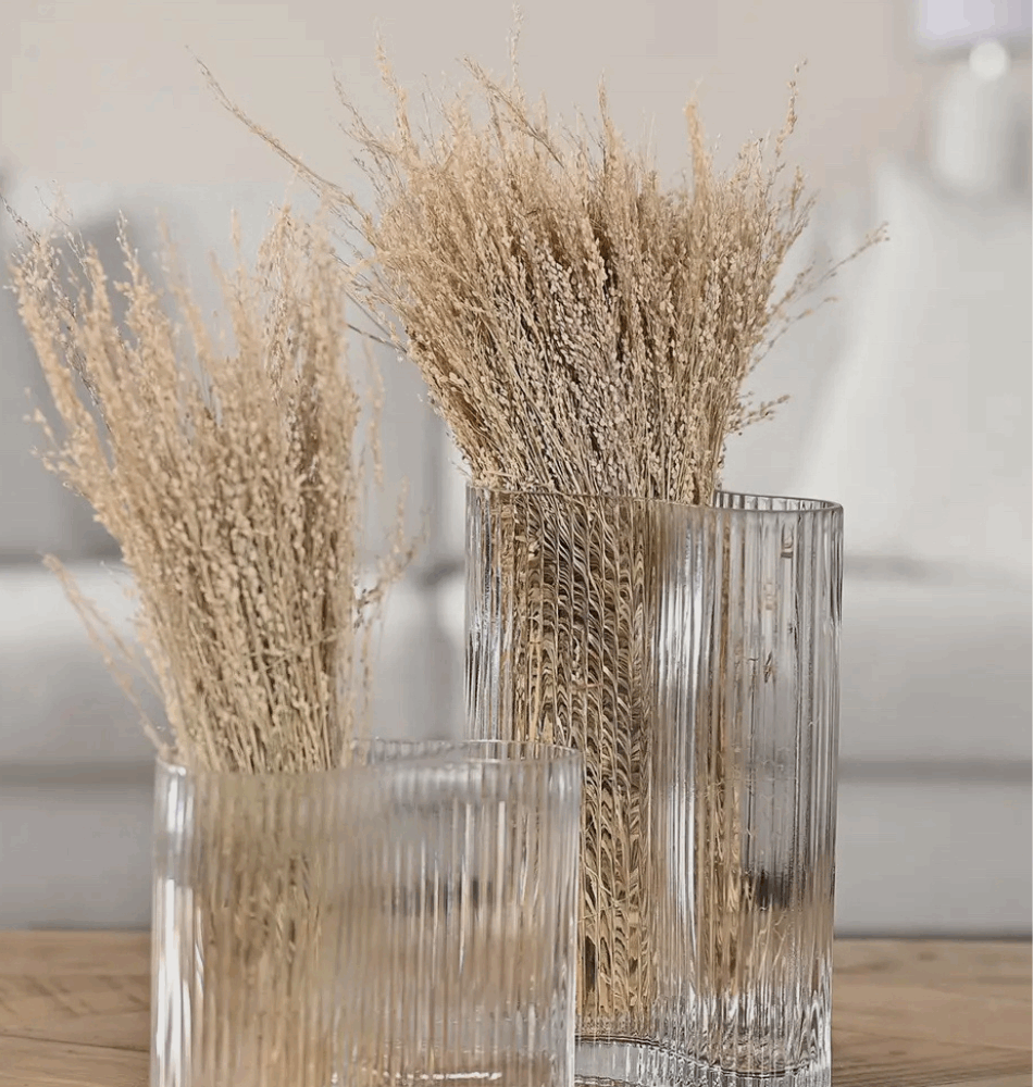 Vase en Verre Côtelé Transparent 