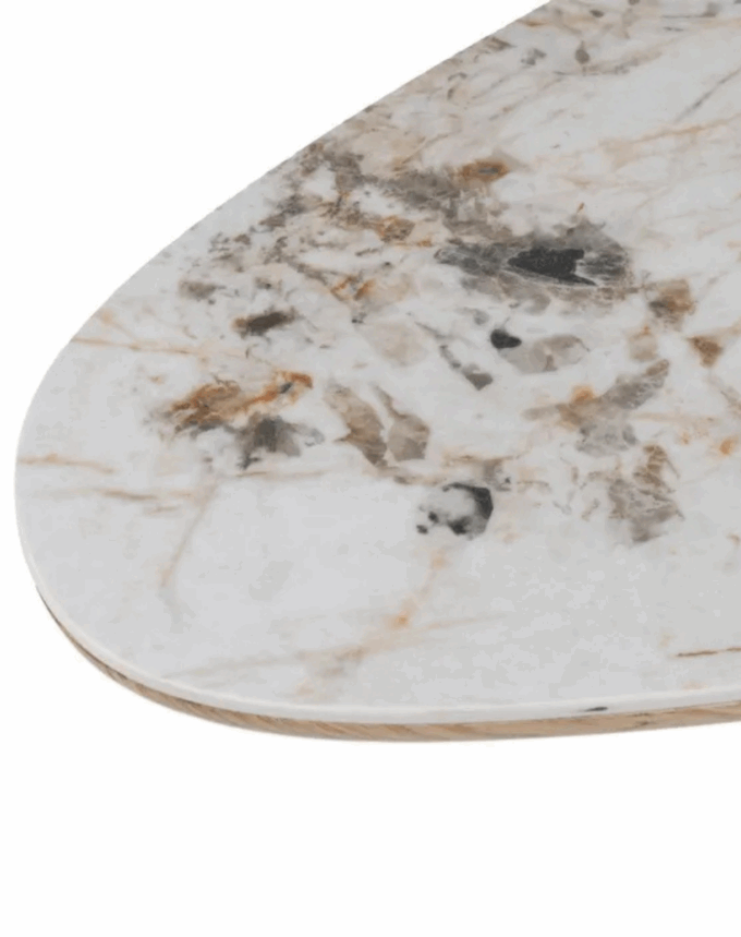 Console En Bois Naturel- Plateau Effet Marbre-