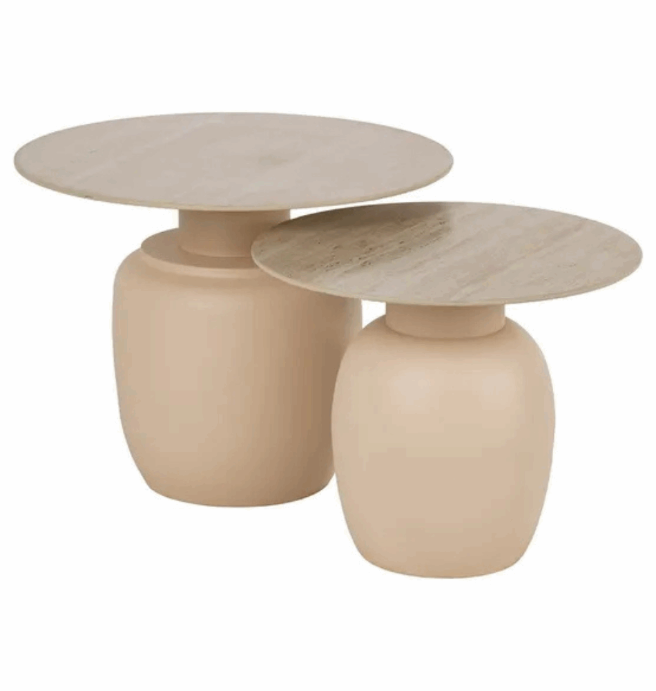 Ensemble de deux Table d'appoint- Metal et Ceramique-