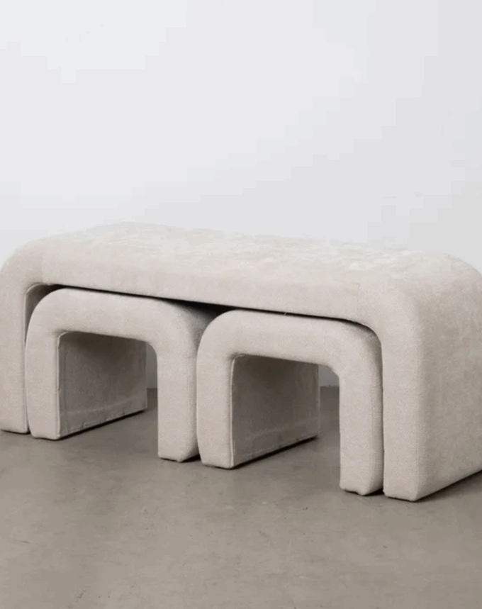 Banc Design 3 EN 1 – Beige Tissu Bouclé