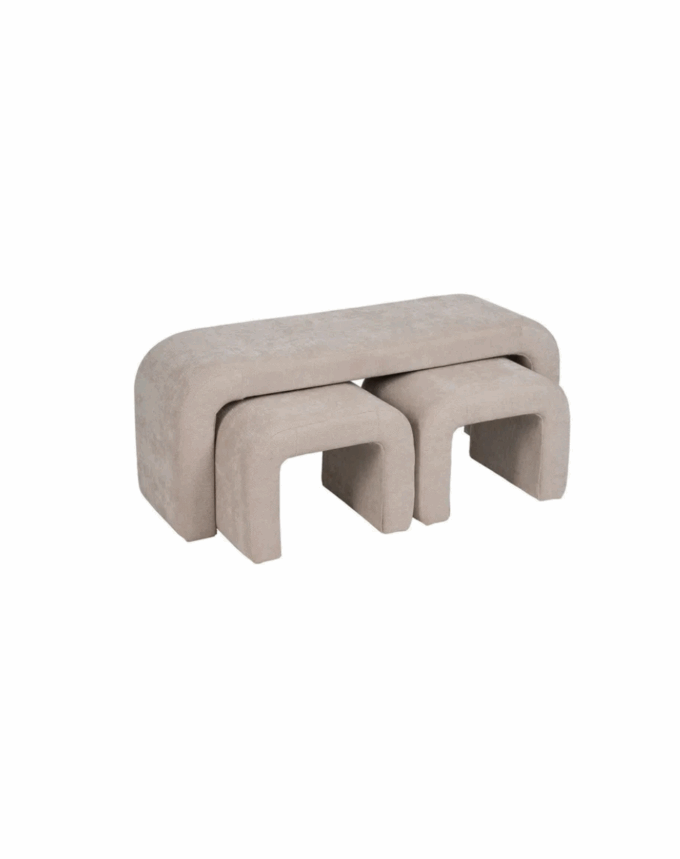 Banc Design 3 EN 1 – Beige Tissu Bouclé