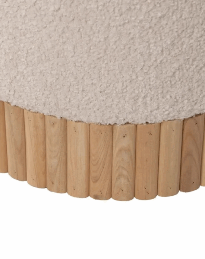 Set de 2 Poufs Malles - Créme & Base bois-