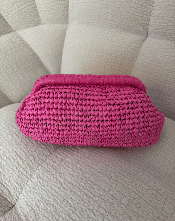 Pochette Tressée Bohème – Rose