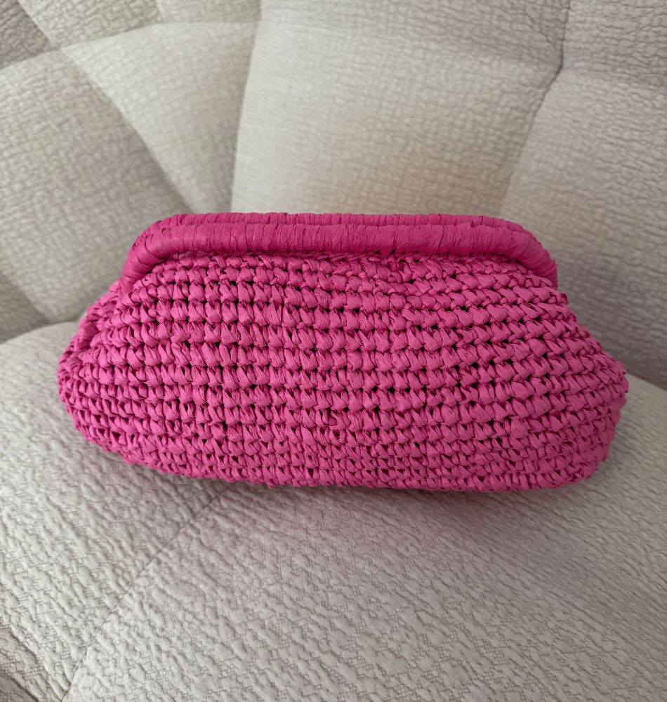Pochette Tressée Bohème – Rose