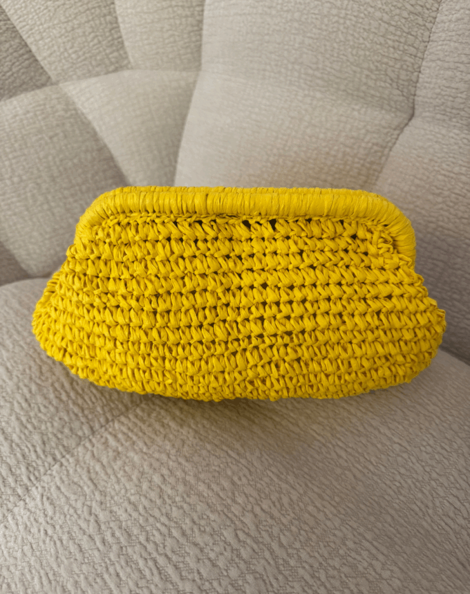 Pochette Tressée Bohème – Jaune