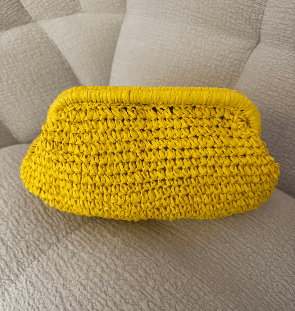 Pochette Tressée Bohème – Jaune