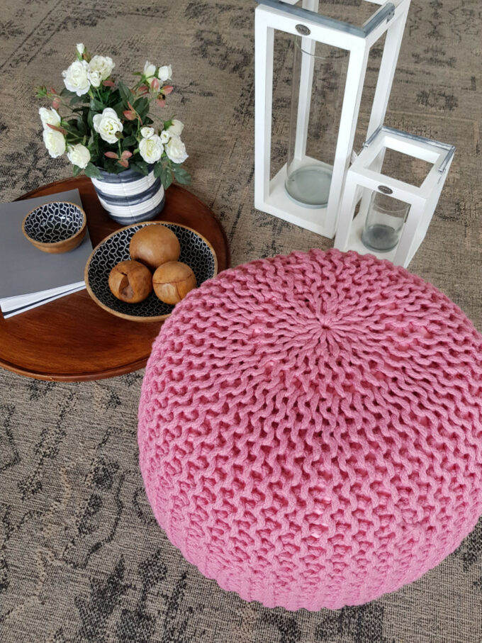 Pouf tricoté Tabouret  intérieur et extérieur