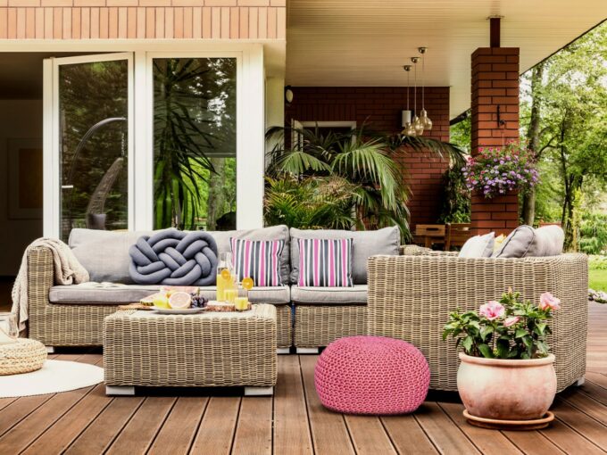 Pouf tricoté Tabouret  intérieur et extérieur
