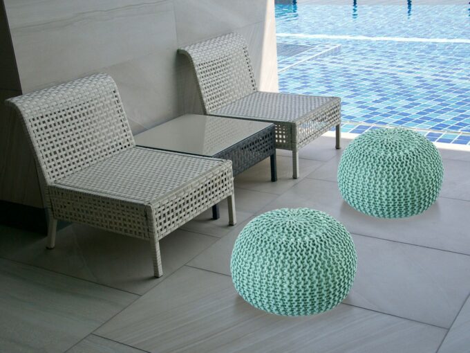 Pouf PREMIUM ø45cm  tricoté-Interieur et exterieur