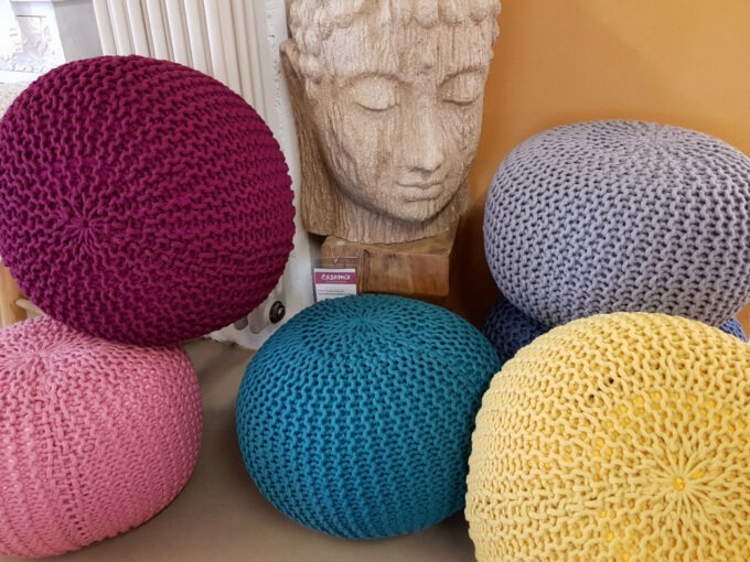 Pouf tricoté Tabouret  intérieur et extérieur