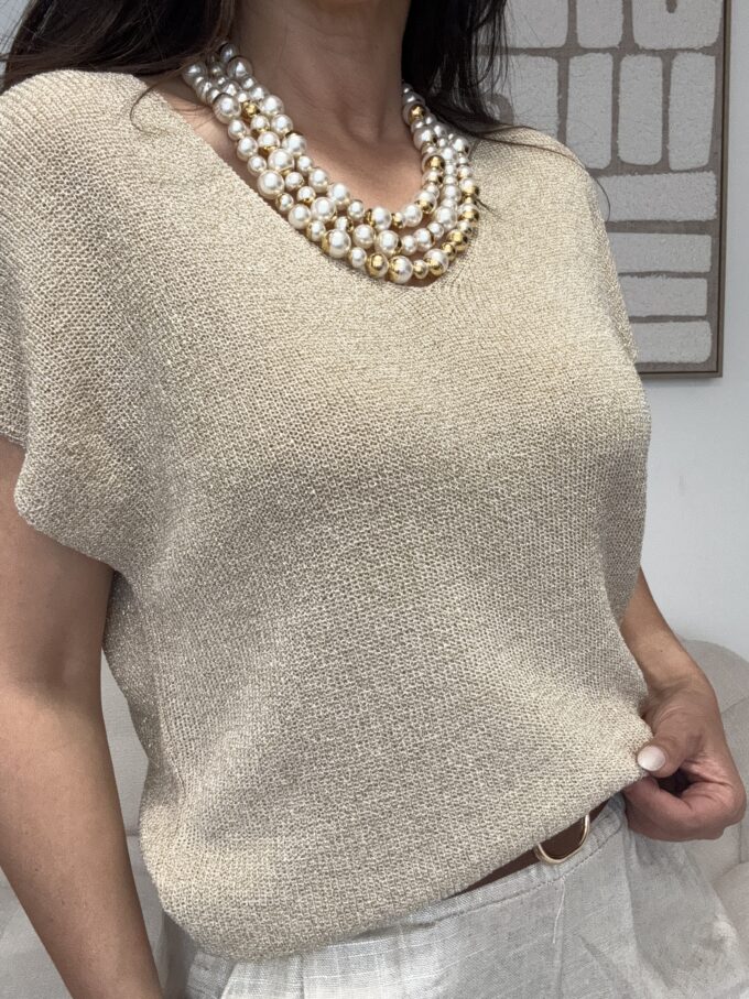 Top Capri – Beige irisé