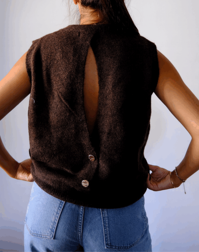 Pull Sans Manche Madison Marron