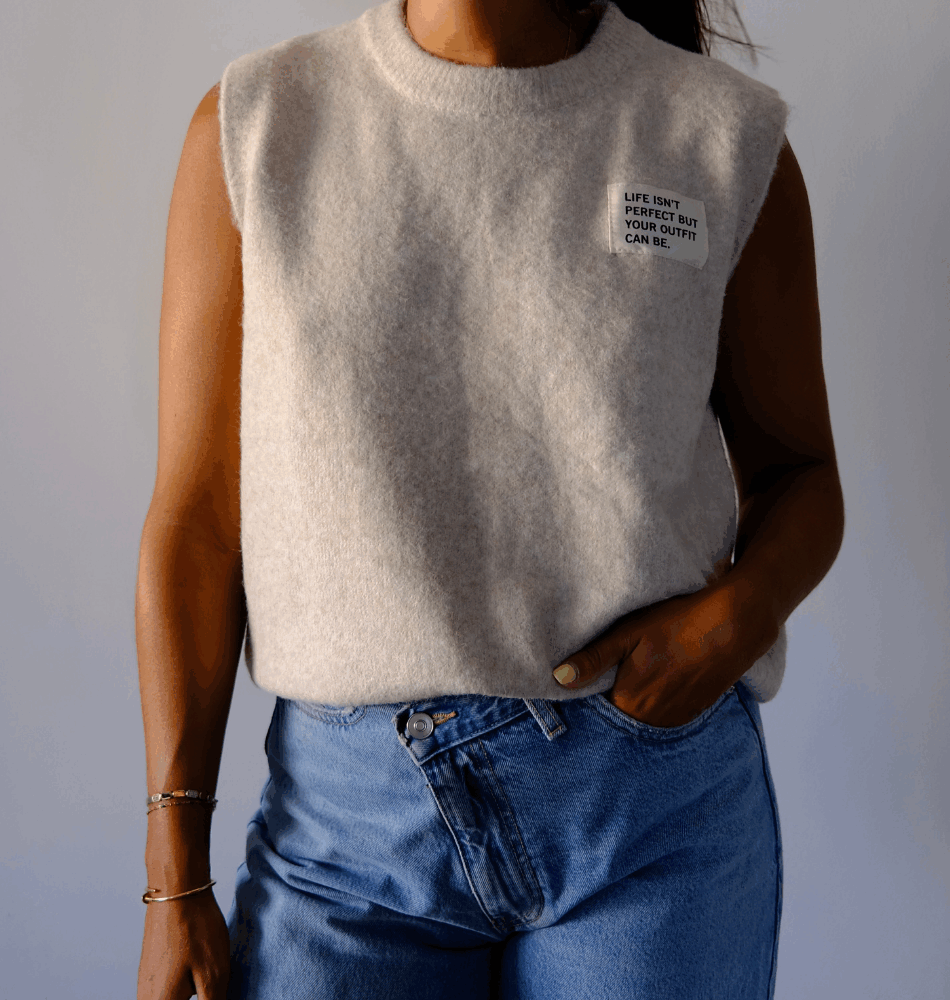 Pull Sans Manche Madison Beige
