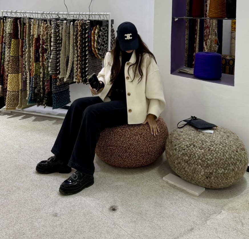 Pouf Galet en Laine – Bordeaux- M – Image 7