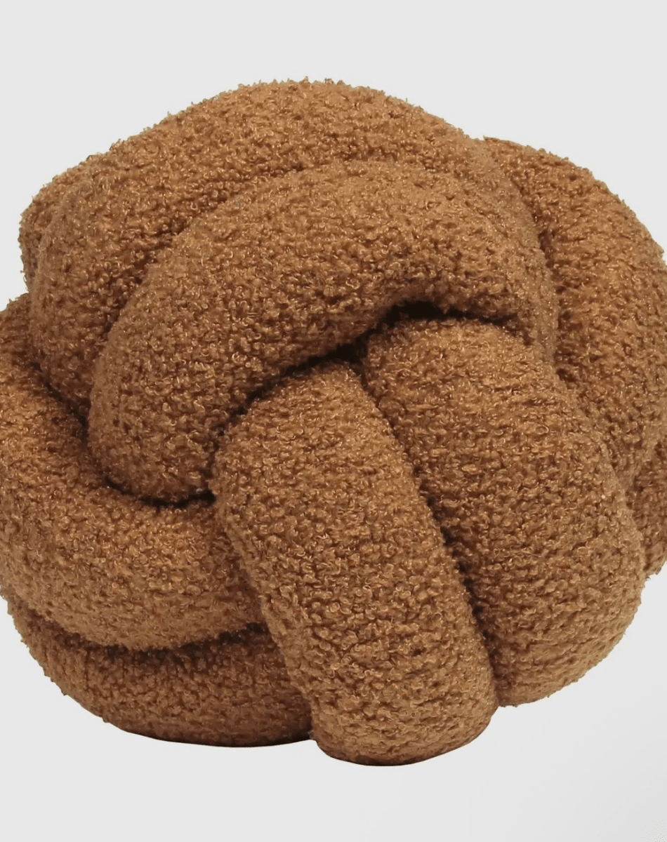 Coussin en polaire à boucle nouée – caramel (30 × 30 cm) – Image 2