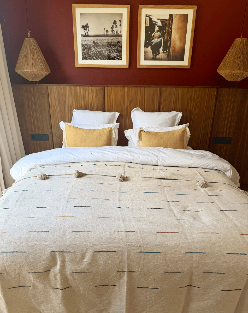 Plaid en coton Marrakech - lignes colorées horizontales