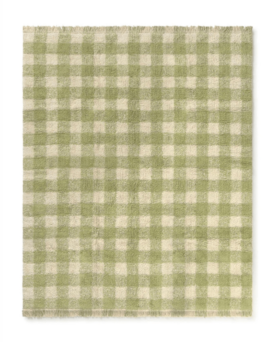 TAPIS ENFANT VICHY MATCHA - COTON LAVABLE 90x120