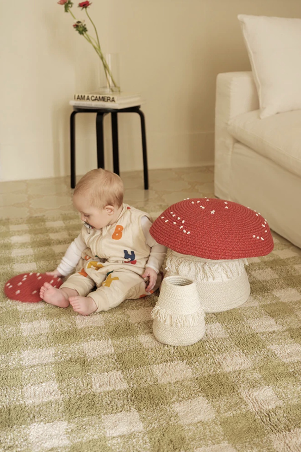 TAPIS ENFANT VICHY MATCHA - COTON LAVABLE 90x120 – Image 3