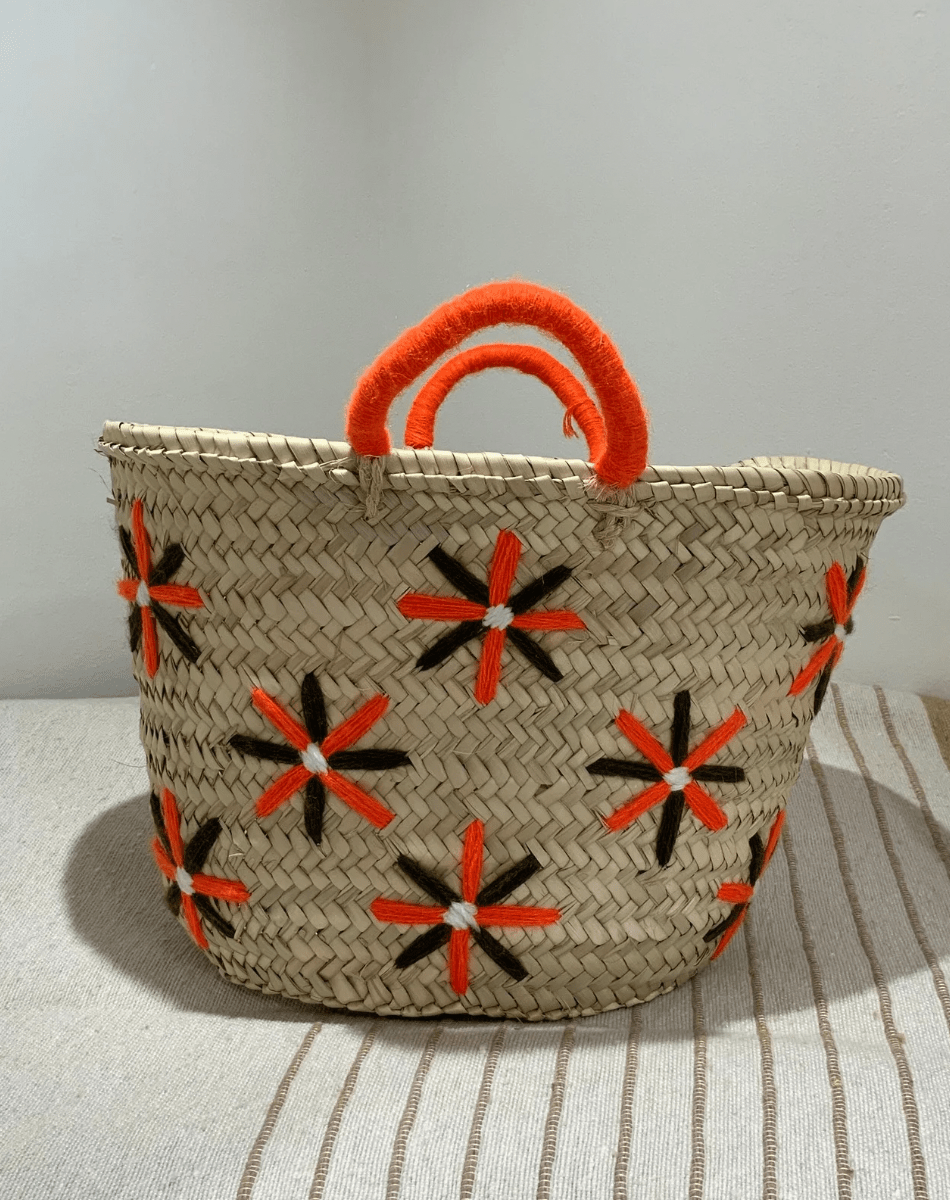 Panier en osier brodé « ZAHRA »